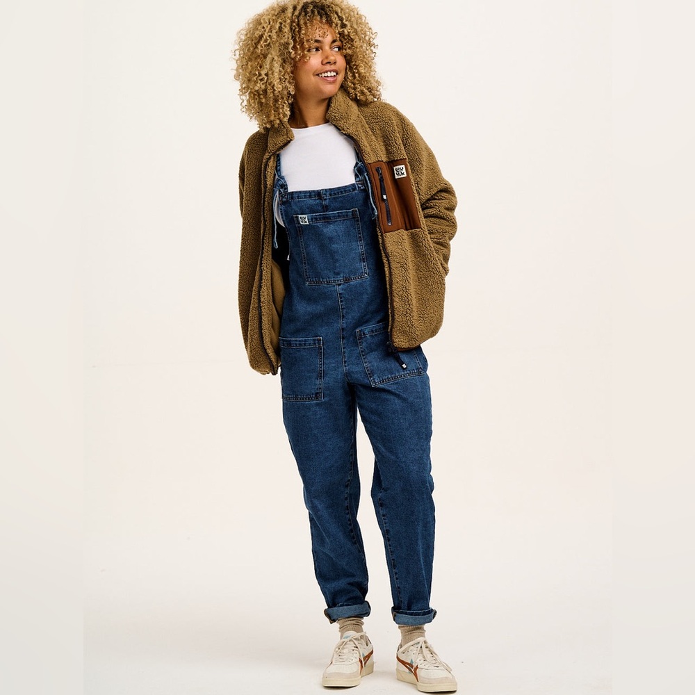 Lucy & Yak Original Denim Dungarees Overalls in Mid Wash Blue XS